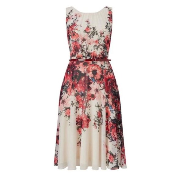 PHASE EIGHT Ivory Multicolor Floral Print Myrtle Sleeveless Cocktail Dress 12 - Picture 2 of 8